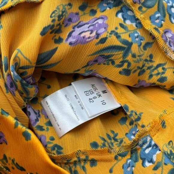 🆕 BRONX & BANCO 🧿NWOT Hanna Floral Tiered Ruffle Mini Dress, Marigold Sz M US6 - Picture 11 of 12